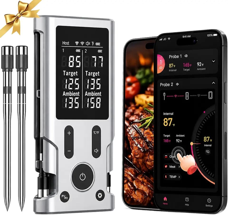 Wireless Meat Thermometer Digital 2 Probes with Smart App Alert