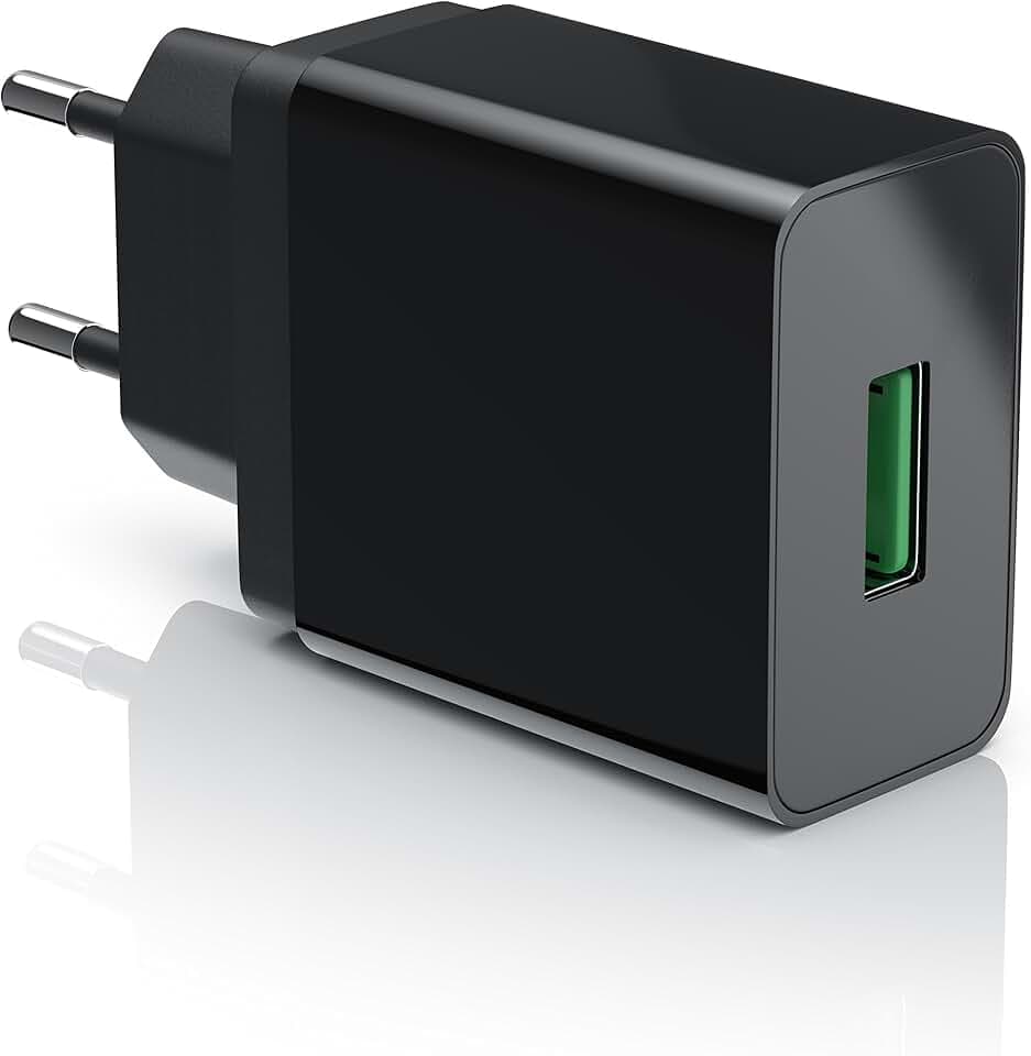 CSL - USB Ladegerät 18W Quick Charge 3.0 - Netzteil mit Schnellladefunktion - Smart Charge Solid Charge intelligentes Laden - geeignet für Handys Smartphones Navis Tablets UVM. - schwarz