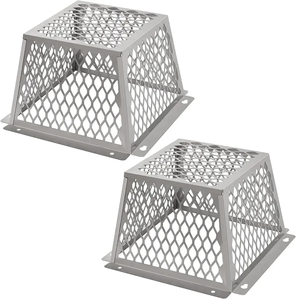 Dryer Vent Bird Guard,Dryer Vent Cover Guard for Most 5" to 6" Bathroom Exhaust Fan Ventilation Cover,8.5"Lx8.5"Wx6"H Stainless Steel Ventilation Bird Cage for Exhaust Fan Cover,2PCS