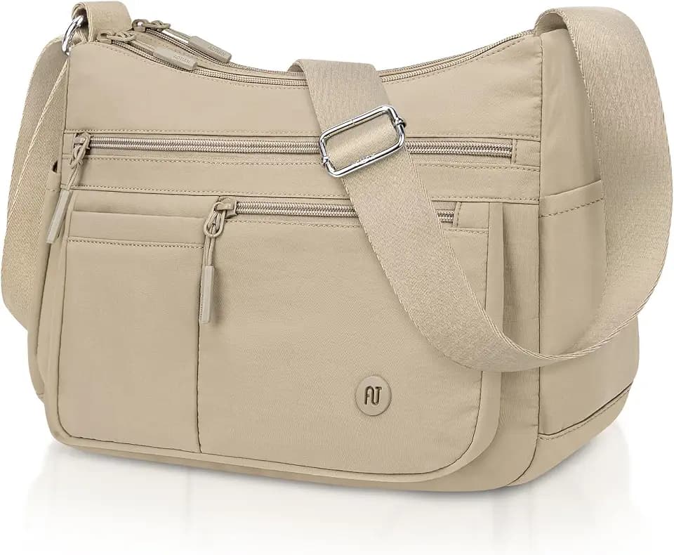 BKNOOU Nylon Crossbody Bags for Women Medium Lightweight Ladies Travel Purse Multi Pocket Pocketbooks Shoulder Handbag