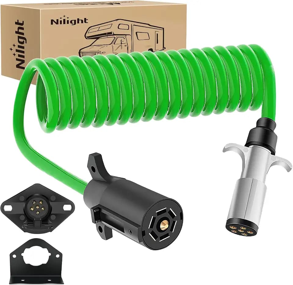 Nilight 7 Pin to 6 Pin Trailer Adapter Coiled Cord 8 FT
