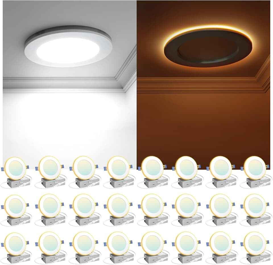 24 Pack 4 Inch LED Recessed Lights with Night Light, 750LM 5CCT