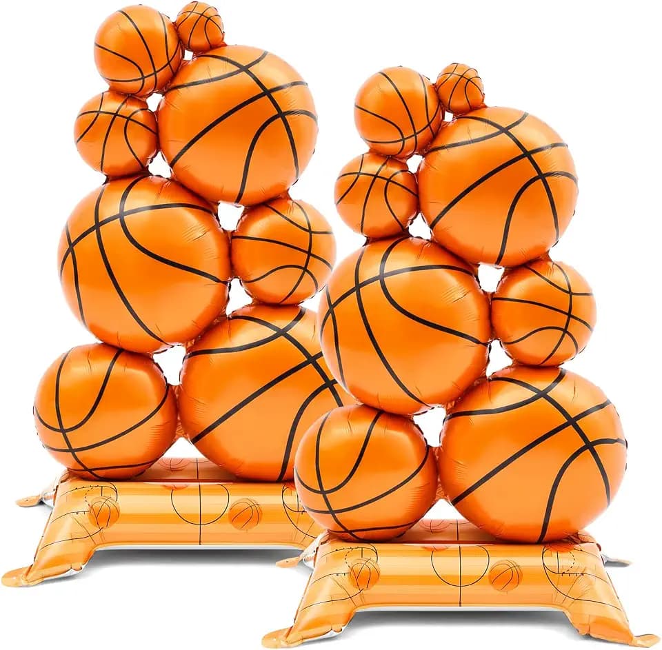Soulchen 2 Pack Basketball Foil Balloons 3.5 Ft Standing,Basketball Pile