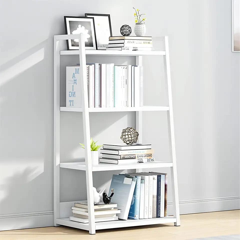 IOTXY 4 Tier Ladder Shelf Bookcase, 19.7" x 11.8" x 38" in, White