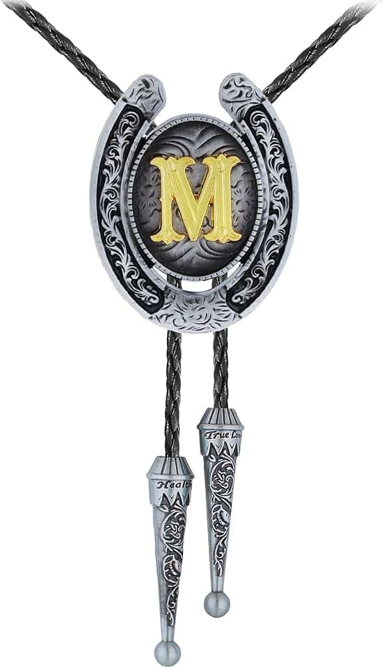 GelConnie Bolo Tie for Men Western Leather Necktie Letter Mens Bolo Ties Jewelry Native American Bolo Tie for Women