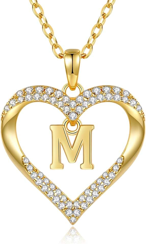 CDE Kette Damen 18K Vergoldet Halskette Initialen Herz Anhänger Buchstabenkette für Damen A-Z Personalisiert Kette Schmuck Geburtstags Geschenk für Teenager Mädchen Frauen Valentinstag Weihnachten