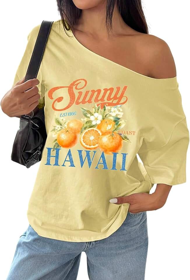 SOLY HUX Women's Off The Shoulder Graphic Tees Y2k Tshirts