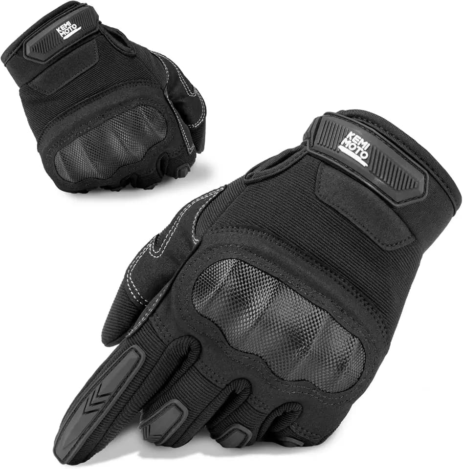 KEMIMOTO Outddoor Handschuhe Herren, Taktische Handschuhe mit Protektor und Touchscreen, Atmungsaktiv, Vollfinger, Motorradhandschuhe für Motocross, Quad, Moped, Roller, Mountainbike