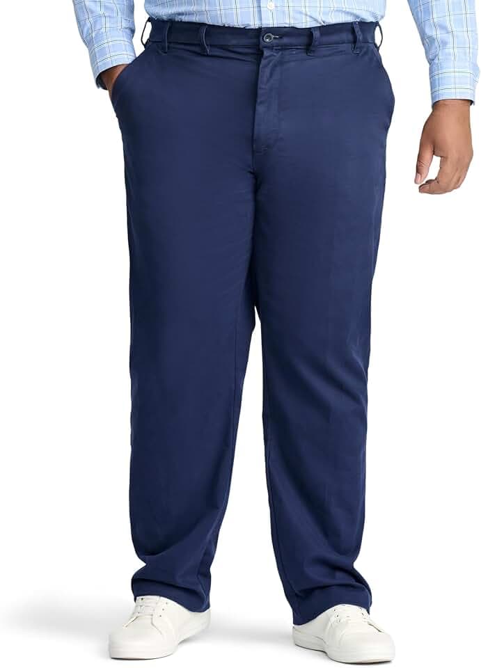 Izod Men's Big and Tall Performance Stretch Flat Front Pant