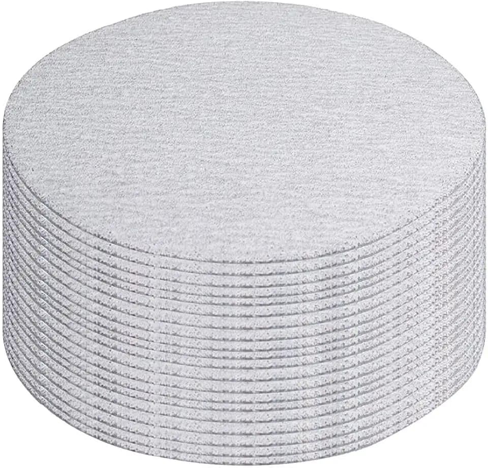 Auniwaig 7" Aluminum Oxide White Dry Hook-Loop Sanding Discs 60 Grit 50Pcs