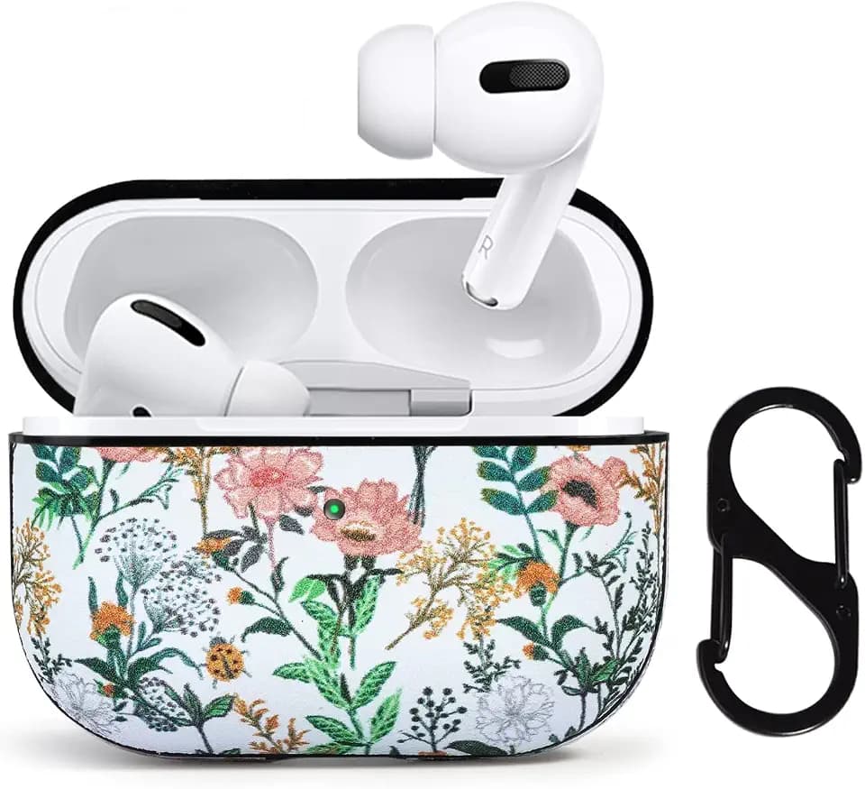 for Airpods Pro 2nd Generation Skin Accessories Cute Pattern Leather Case for Airpods Pro 2nd Generation 2022, White Flower