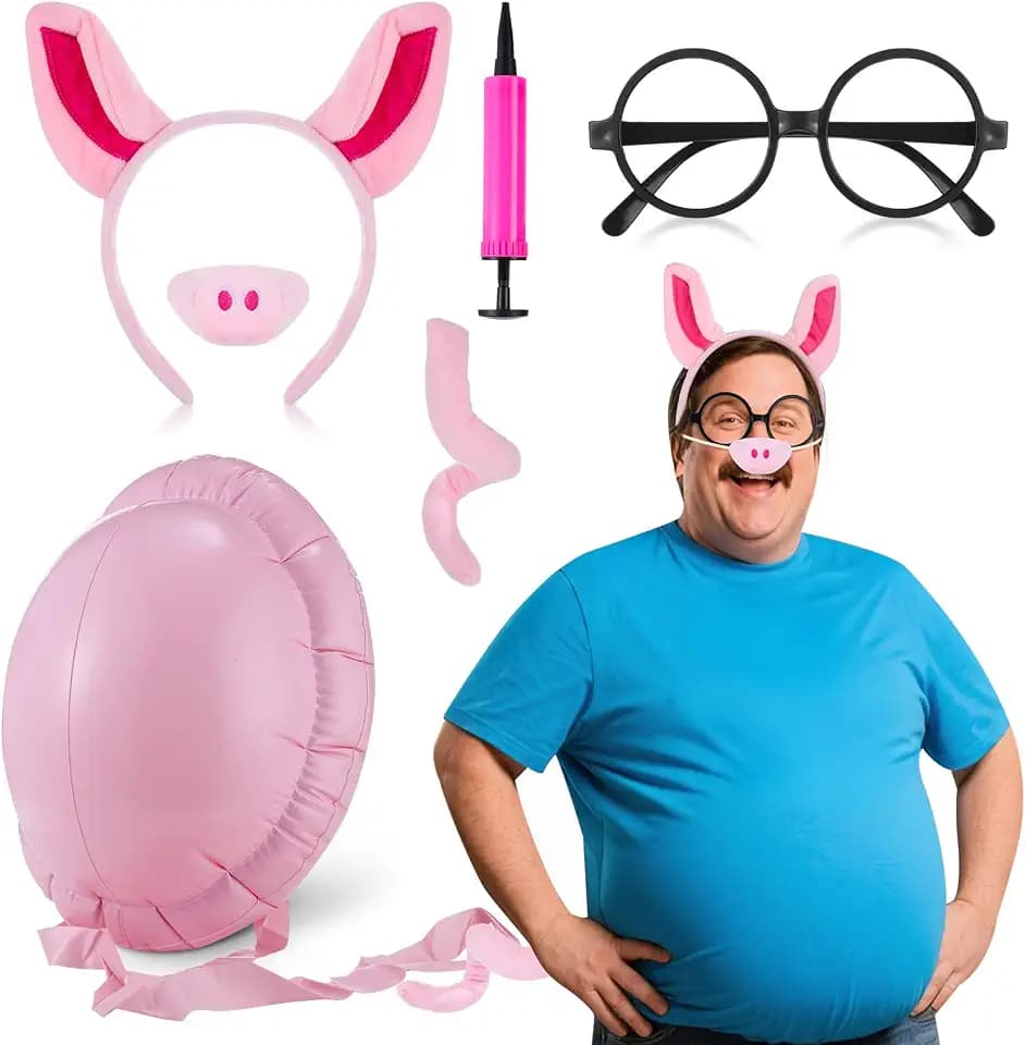 Mepase 5 Pcs Halloween Pig Costume Accessories for Men Cosplay