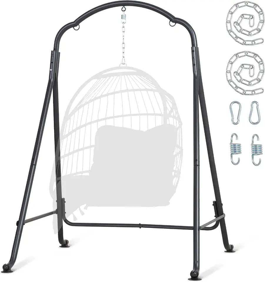 SUNCREAT Hammock Chair Stand, Heavy-Duty Steel Swing Stand, Patented, Black