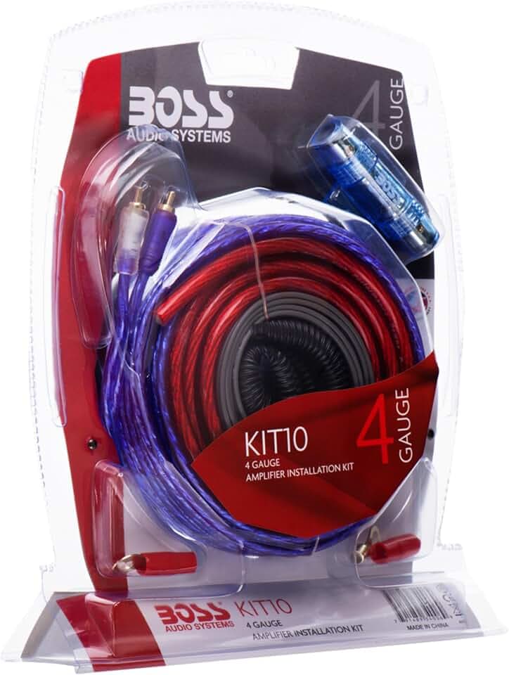 BOSS AUDIO KIT-10 4 Gauge 5,19 mm Auto Installations-Set Verstärker Endstufe Kabel Anschlusskabel Cinch Kabel