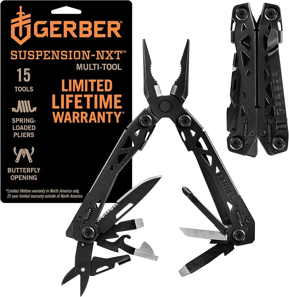 Gerber Suspension NXT 15-in-1 EDC Multitool, Pliers w/ Pocket Knife, Black