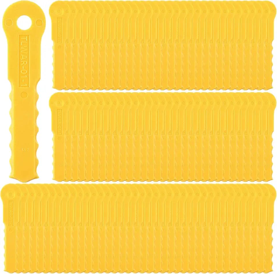 Lothee 100 Pcs Replacement Blades Compatible with Weed Warrior 14867b Push N Load 3 Blades, Pivotrim and Ugly Head 2 N 1 Weed Trimmer Blades Trimmer Replacement Parts Weed Trimmer Heads, Yellow