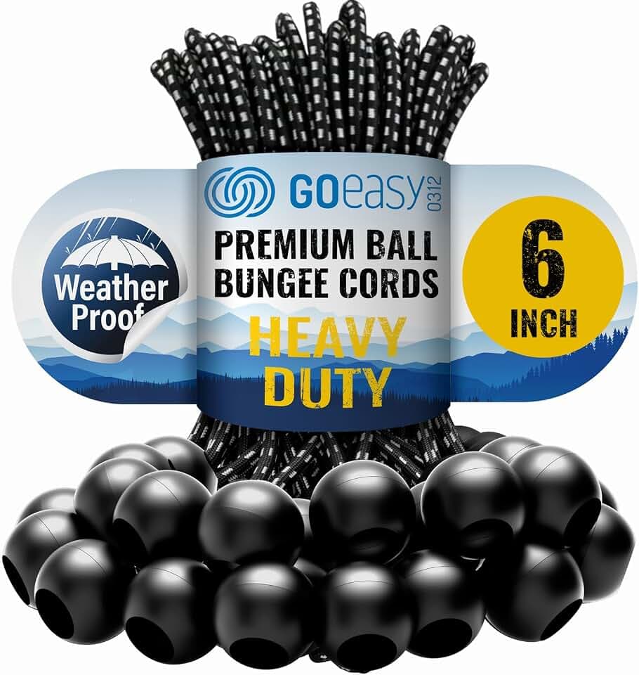 GOEASY0312 Heavy Duty Ball Bungee Cords 6 Inch, 50 PCS for Tarp Canopy
