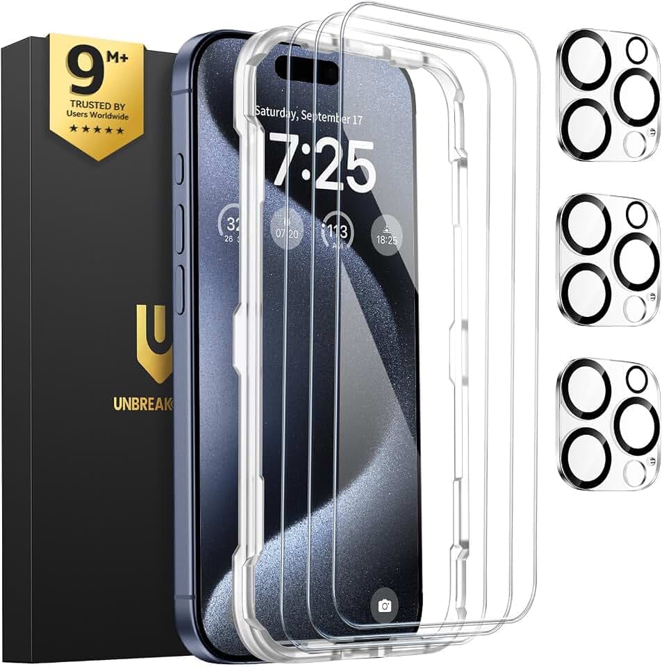 UNBREAKcable iPhone 15 Pro Screen Protector & Camera Lens Protector