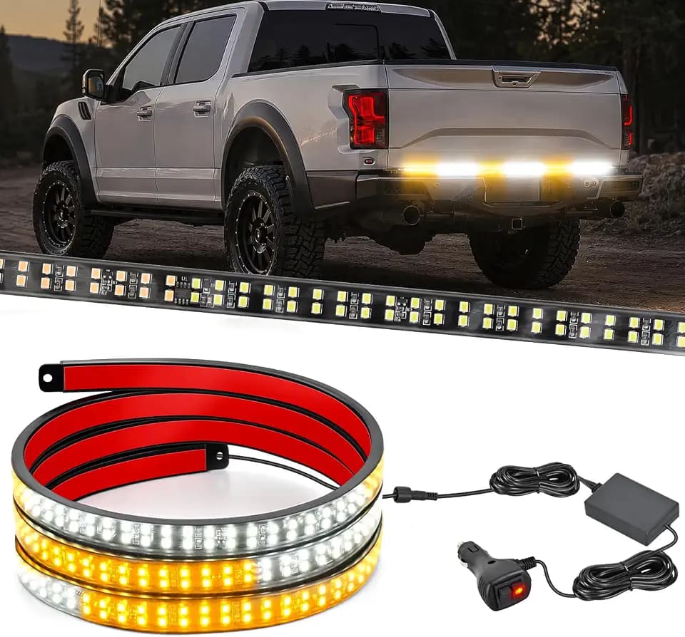 Nilight 48 Inch 288 LED Tailgate Strobe Light Strip Amber White