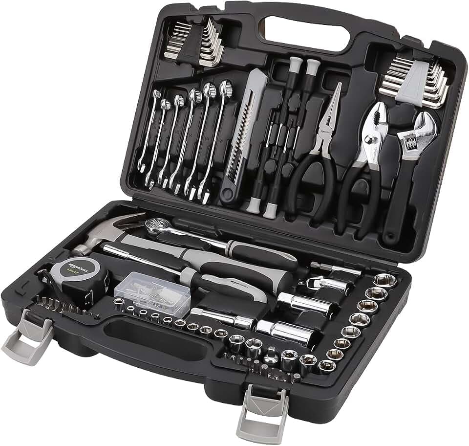 Amazon Basics Allgemeines Handwerkzeug-Set für den Haushalt, 131-teilig