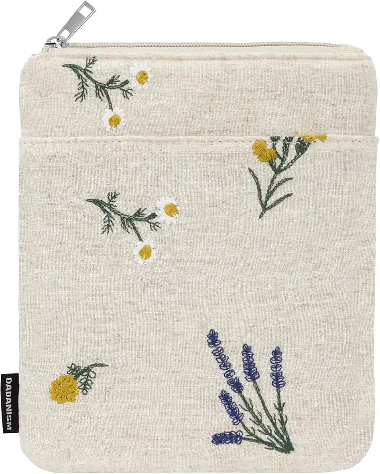 Dadanism 6-7 Inch Embroidered Flower Padded Sleeve for eReader, Hemp Plants