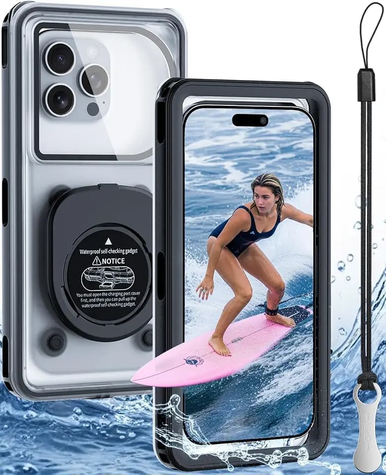 WIFORT Waterproof Phone Case with Lanyard, Underwater Phone Cases for Snorkeling/Diving/Swimming/Filming, IP68 Water Proof Touchscreen Case for All Cell Phones: iPhone/Samsung/Moto/Pixel - Black