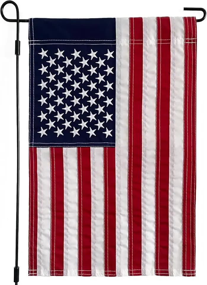 Embroidered American Flag Garden Flag - 12 x 18 Inches Outdoor Patriotic Americana Decor for Homes and Gardens- 210D Nylon Sewn(Pole Not Included)