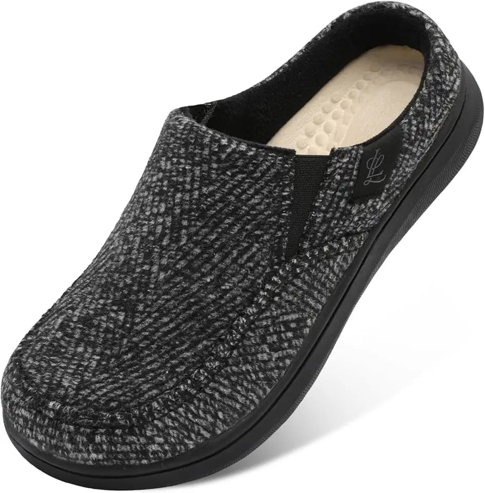 LeIsfIt Men's Wide Toe Box Slippers Cozy Slip-On House Shoes
