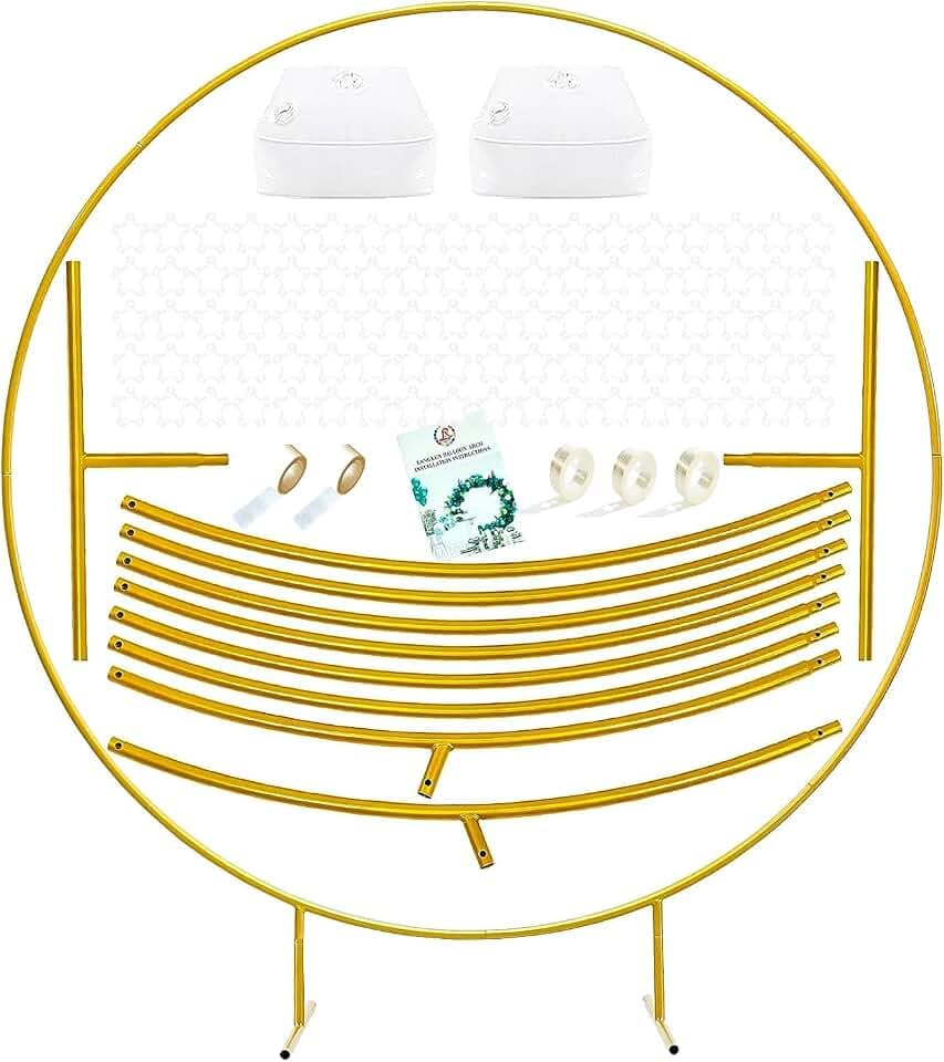 LANGXUN 7.2ft Gold Metal Circle Balloon Arch Kit