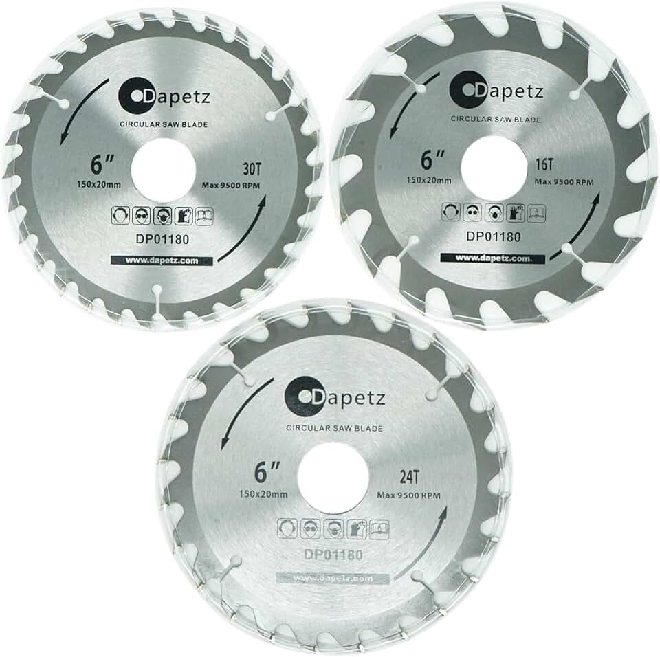 Daptez 3 TCT-Kreissäge-Klinge 150mm Durchmesser 20mm Bohrung Mitre Kreissäge mit Ringe