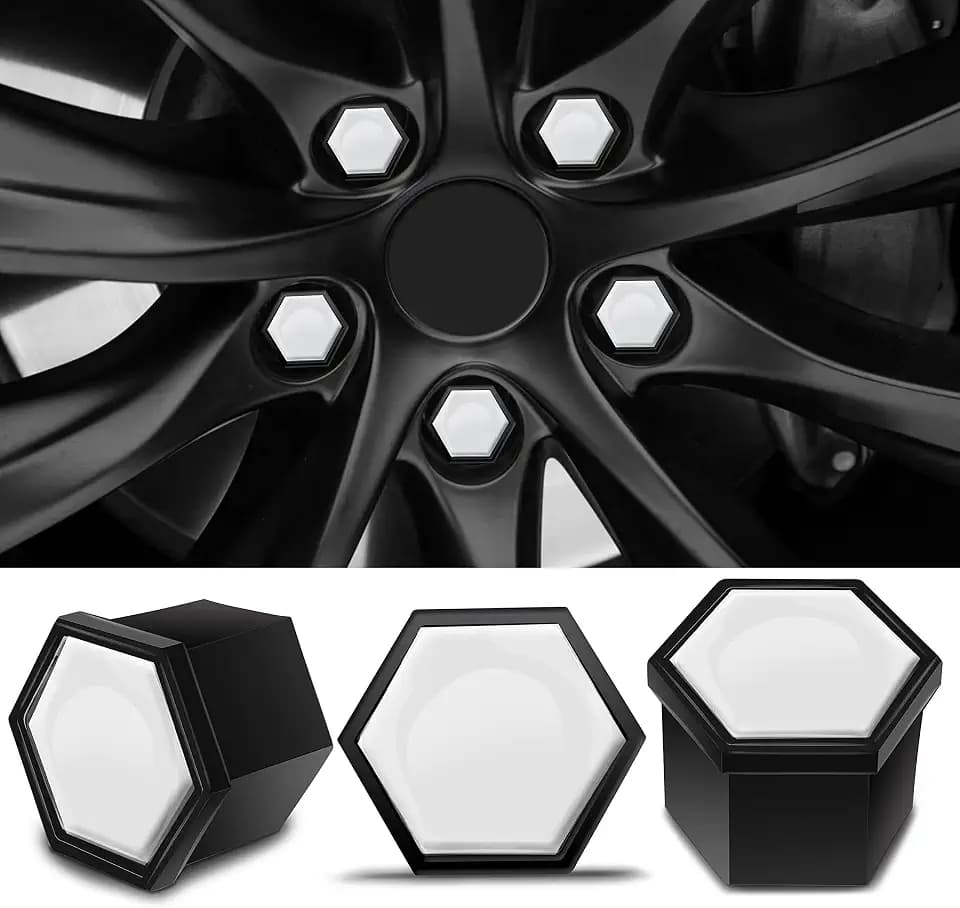 Biomar Labs Set of 20pcs Car Wheel Nut Caps Bolt Cover 19mm Universal with Removal Tool White Gloss LC 5
