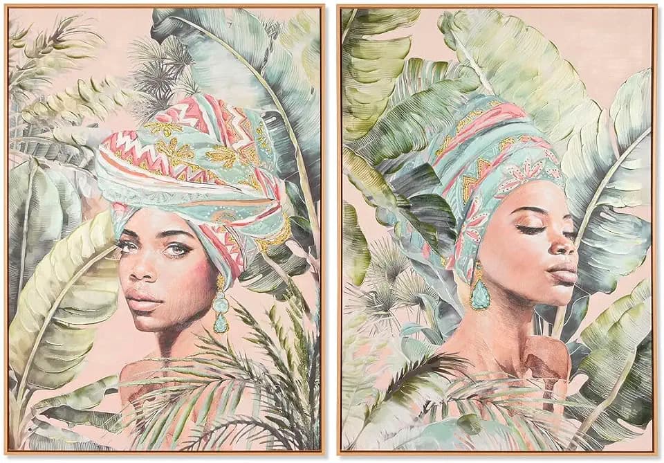 Afrikanisches Kolonialbild, 70 x 3,5 x 100 cm, 2 Stück