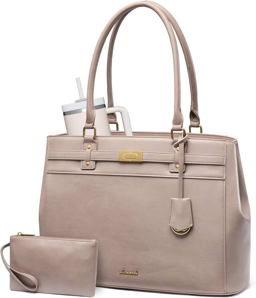 LOVEVOOK Laptop Tote Bag for Women, 15.6 Inch Waterproof Leather Work Computer Bag, Large Business Office Briefcase Shoulder Handbag Purse Gifts for Women