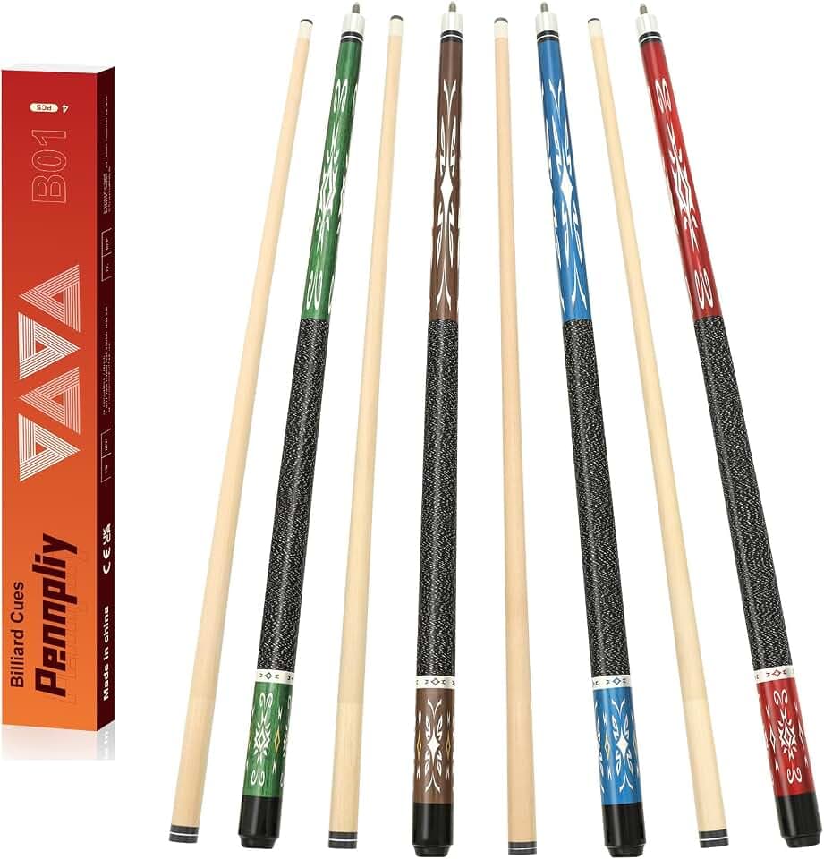58" Pool Cue Sticks Set of 4 for Adults Billiard Players with Maple 18-21oz