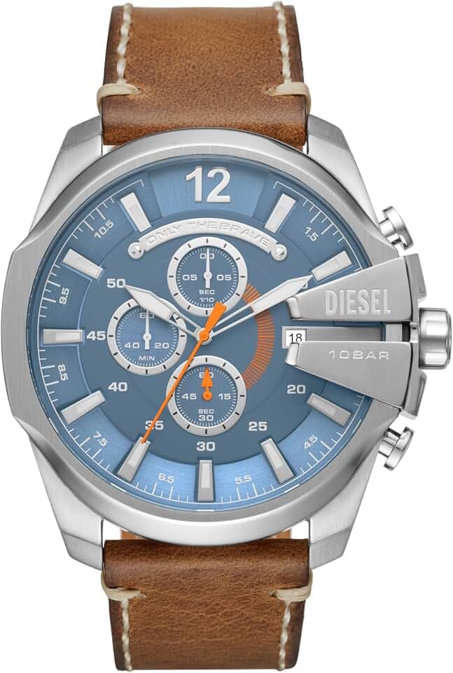 Diesel Mega Chief Series Herrenuhr, Chronographenwerk mit Lederarmband
