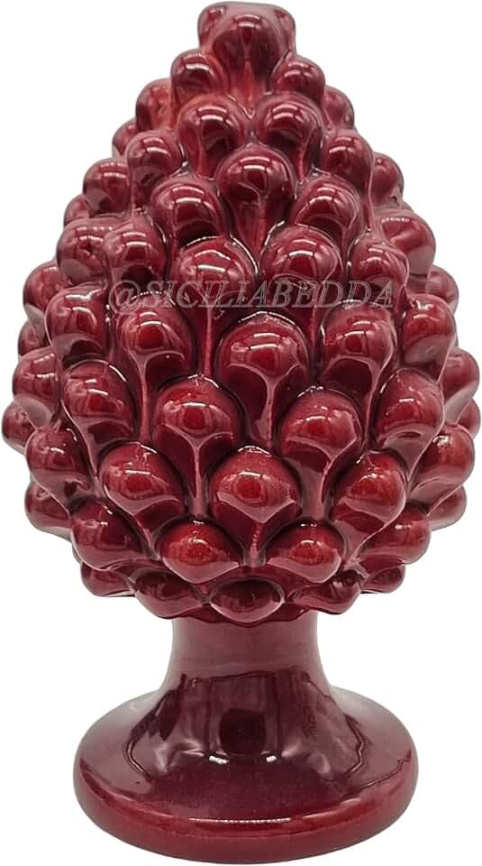 sicilia bedda - Zapfen aus Sizilianischer Keramik - Produkt komplett von Hand gefertigt - Dekorative Zapfen (Bordeaux, 13_x_8 cm)