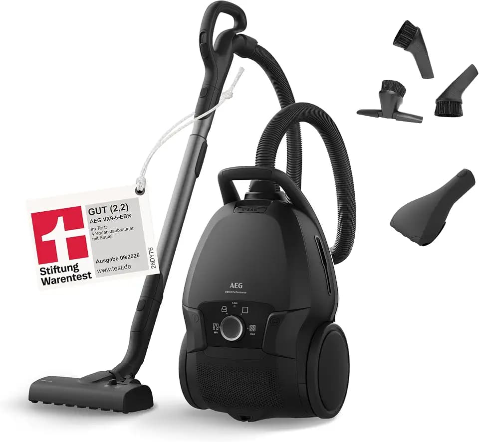 AEG VX9 Staubsauger mit Beutel, Stiftung Warentest Gut 2,2, 650W, VX9-5-EBR