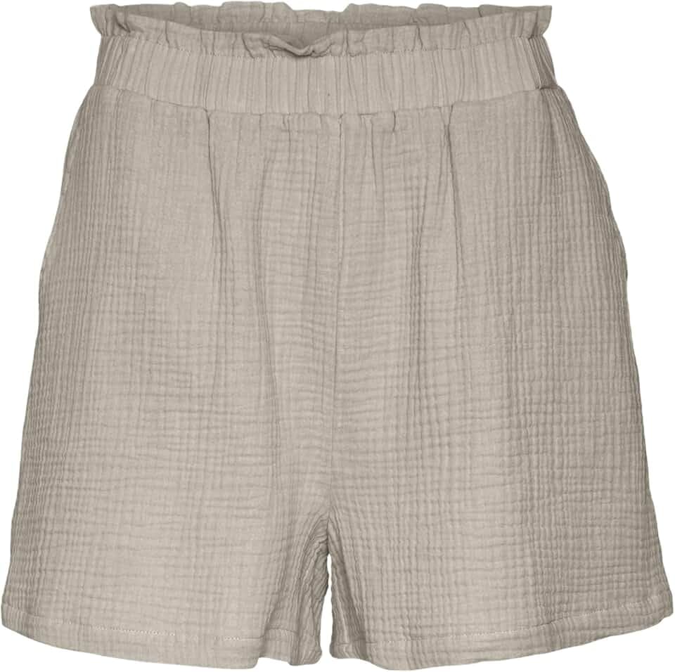 VERO MODA Damen Shorts mit elastischem Bund und Crepe Textur Paperbag