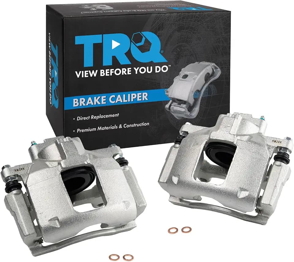 TRQ Front Brake Caliper Set Zinc Coated Brackets