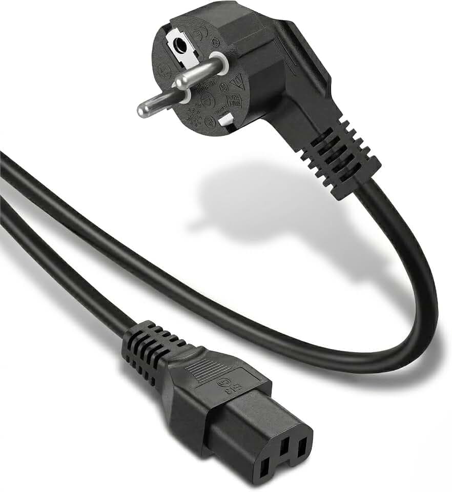 InLine Netzkabel, Schutzkontakt gewinkelt auf Warmgerätestecker C15 (IEC-60320) gerade, Typ H05RN-F, schwarz, 2m, 16810D