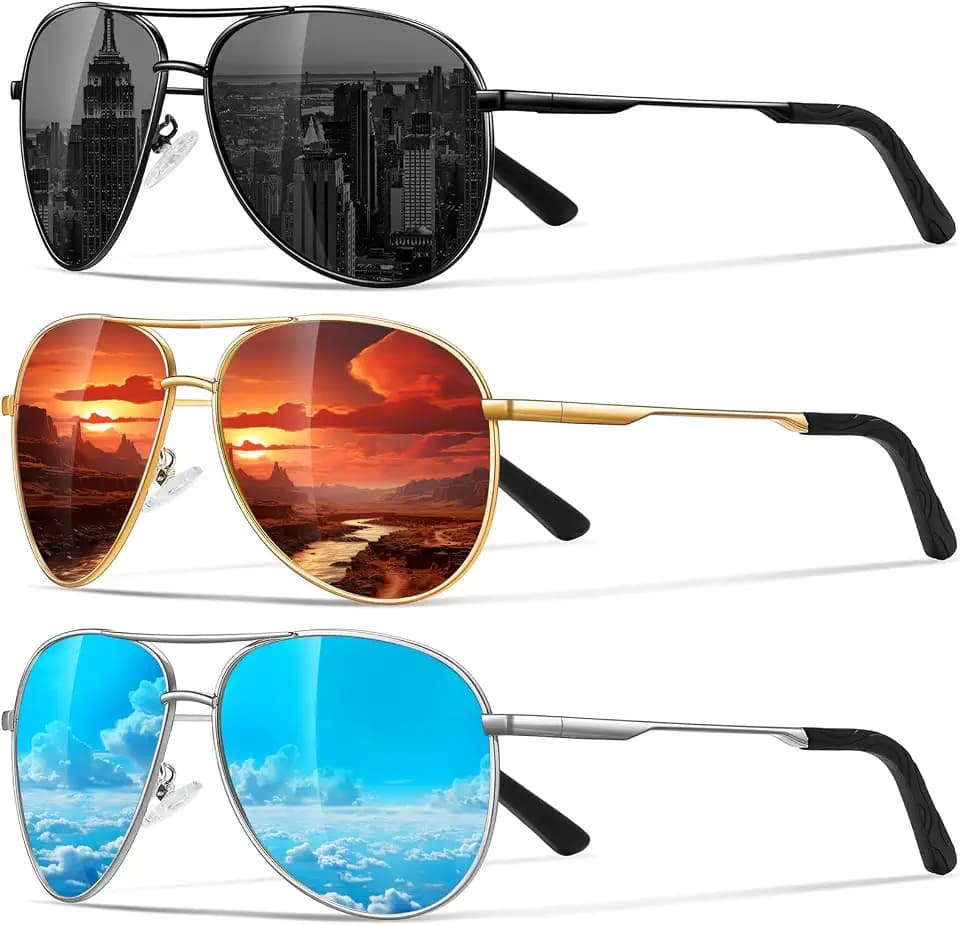 Eiuizah Polarized Aviator Sunglasses for Men Women UV400 Driving Shades