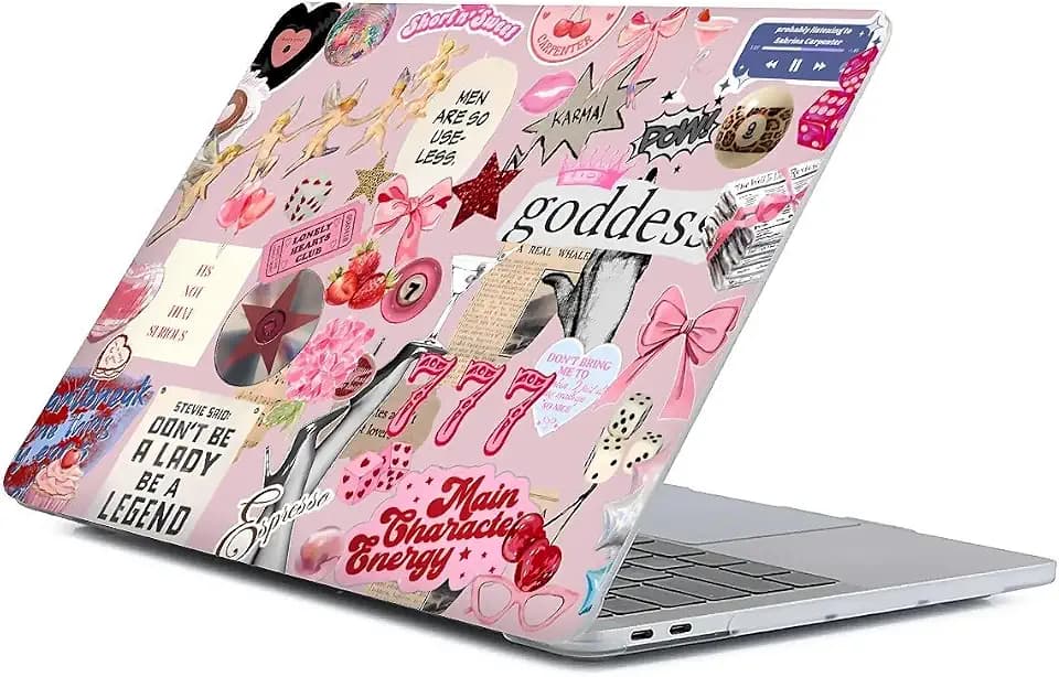 Compatible with MacBook Pro 15 inch Case 2018 2017 2016 Release A1990 A1707, Plastic Hard Shell Case for Mac Pro 15 (2016-2018) - Pink Bow Cherry Collage