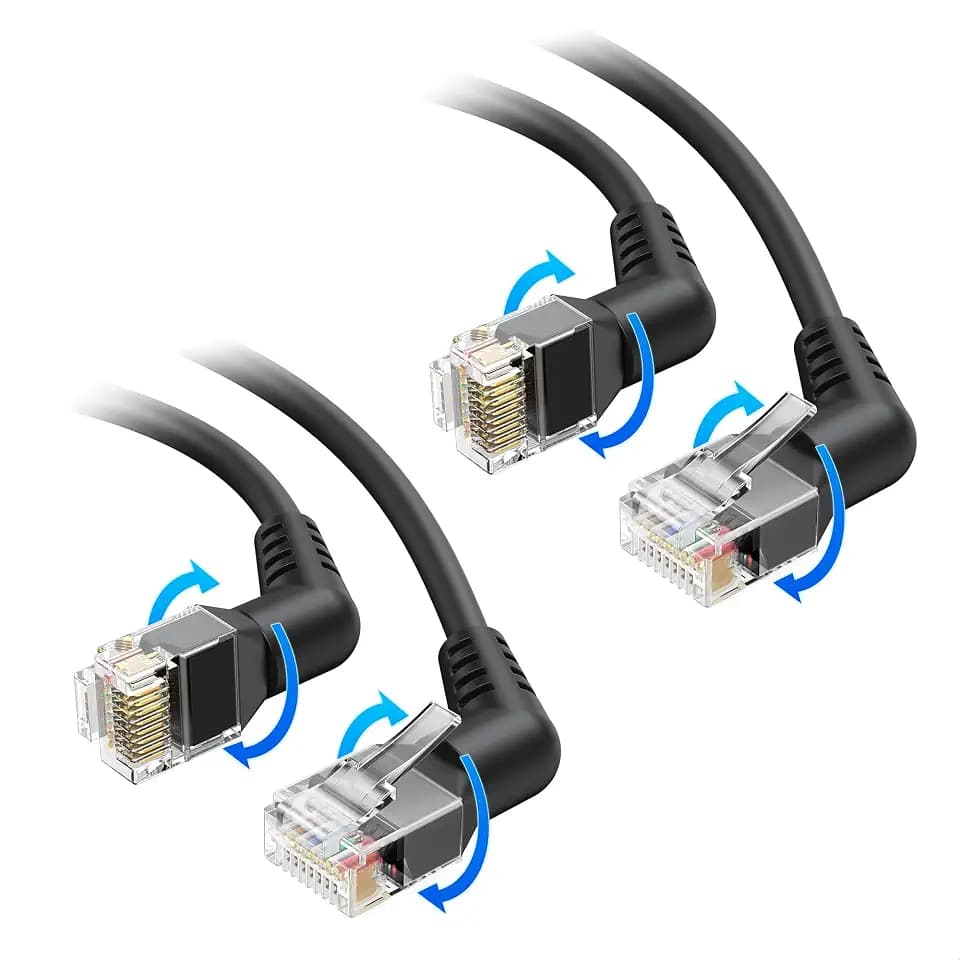 Cable Matters 2-Pack 10Gbps Rotatable Cat 6 Ethernet Cable, 7ft, Black