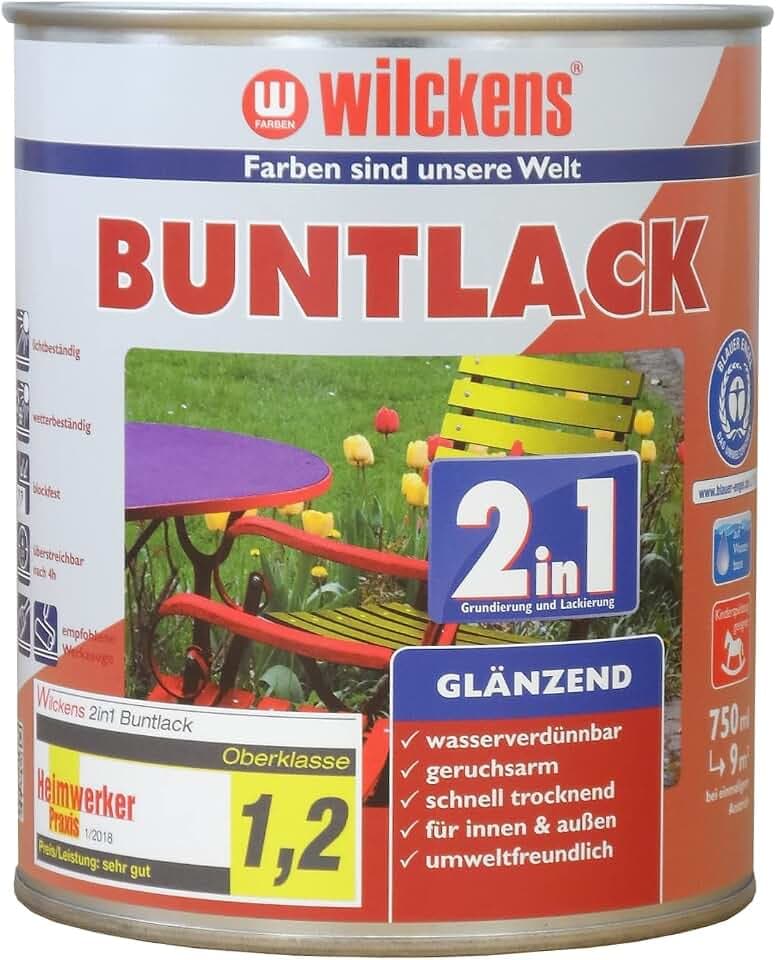 Wilckens 2in1 Acryl Buntlack für Innen und Außen, glänzend, 750 ml, RAL 7016 Anthrazitgrau