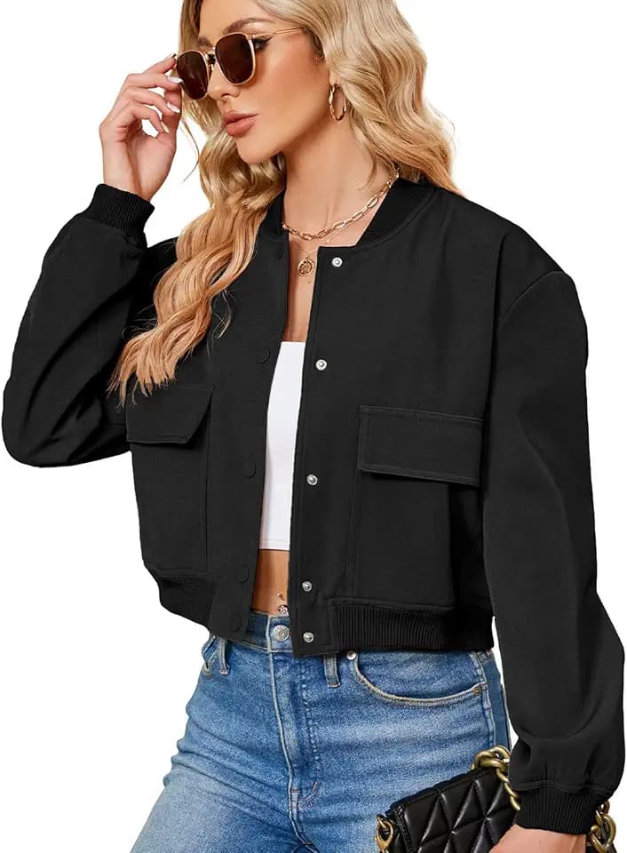 Zando Cropped Bomber Jacket Women 2026 Short Trendy Casual Varsity Jackets