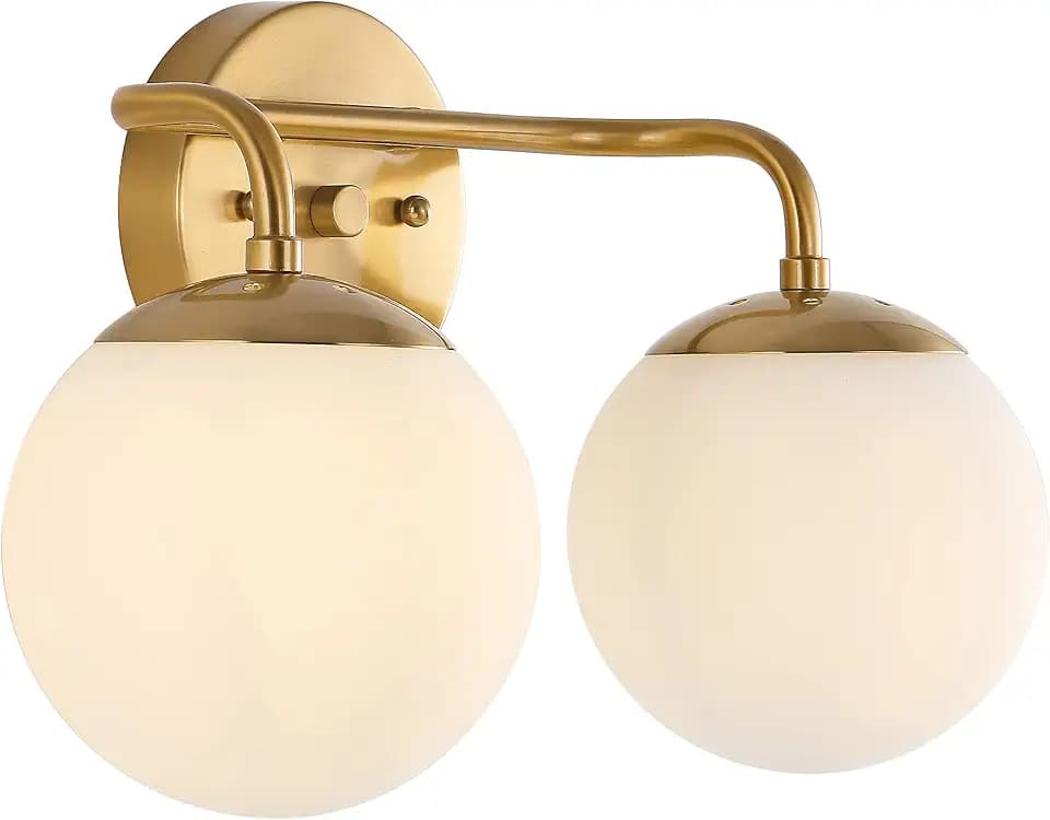 JONATHAN Y Louis Parisian Globe 15" Vanity 2-Light, Gold Painting