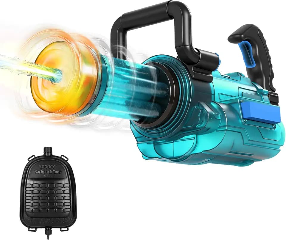 Gatling-Style Electric Water Gun with LED – 45ft Squirt Gun with 3000cc Backpack Tank, Super Water Toy Guns for Kids & Adults