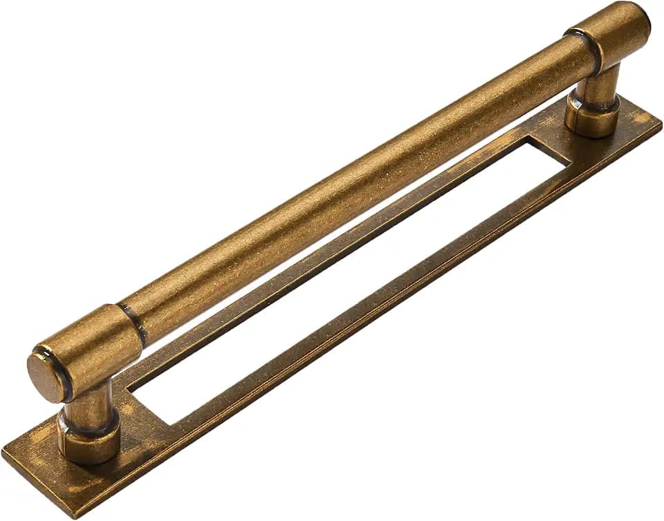 khtumeware 5 Pack 6 Inch（152 mm Center to Center Antique Brass Cabinet Pull Backplate with Base Plate Zinc Vintage Kitchen Cabinet Handles Drawer Pulls Cabinet Hardware