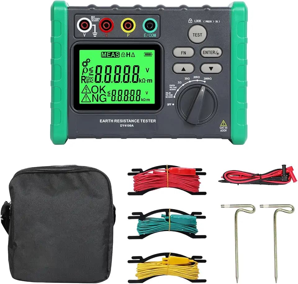 DY4100A Erdungsmessgerät Erdungswiderstandsprüfer, Digitaler Erdungswiderstand 0~2000Ω Ohm Real Megohmmeter, Automatische Messung 0~600V Erdungswiderstandsmessgerät 1500V Solarspannungsmessung