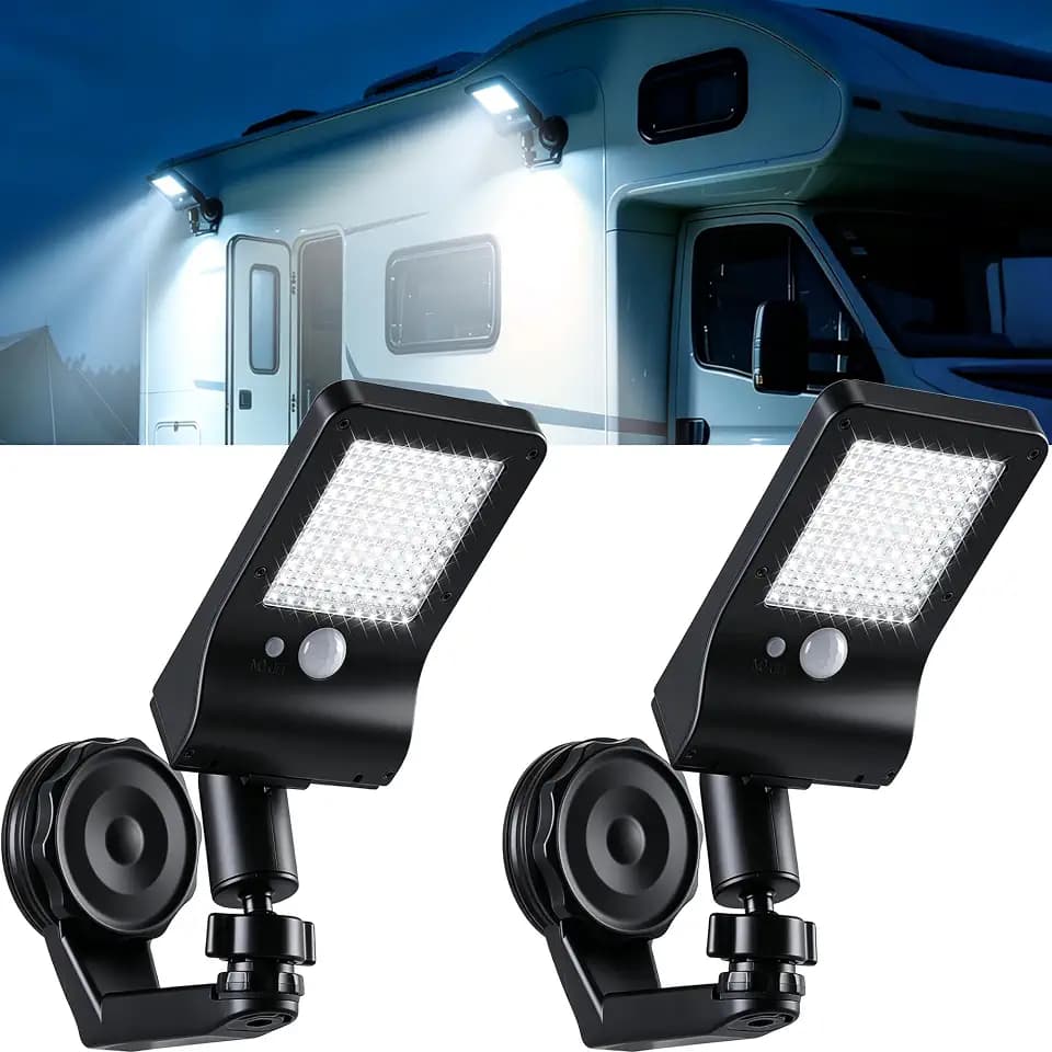 Magnetic Solar Lights Outdoor Motion Sensor No Drill for RV Camper Awning